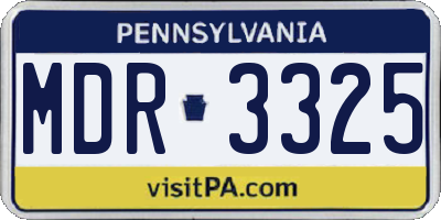 PA license plate MDR3325