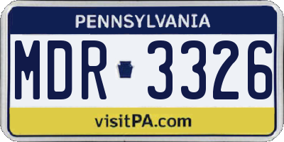 PA license plate MDR3326