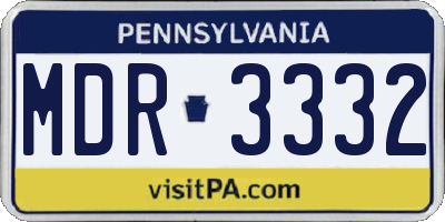 PA license plate MDR3332