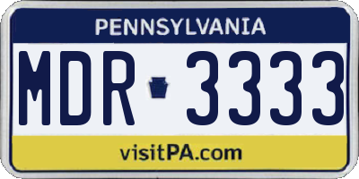 PA license plate MDR3333