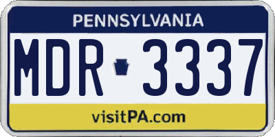 PA license plate MDR3337