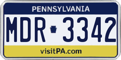 PA license plate MDR3342