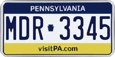 PA license plate MDR3345