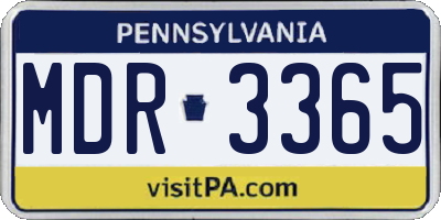PA license plate MDR3365