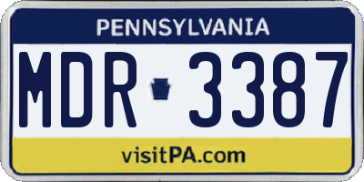 PA license plate MDR3387