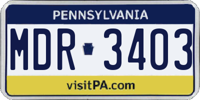 PA license plate MDR3403