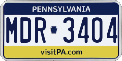 PA license plate MDR3404