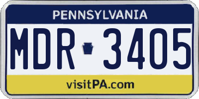 PA license plate MDR3405