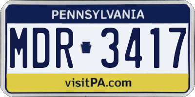 PA license plate MDR3417