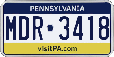 PA license plate MDR3418