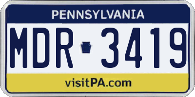 PA license plate MDR3419