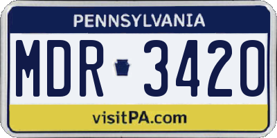 PA license plate MDR3420