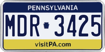 PA license plate MDR3425