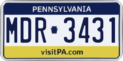 PA license plate MDR3431