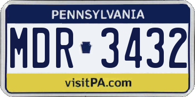 PA license plate MDR3432