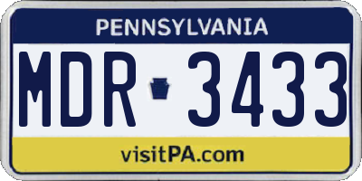 PA license plate MDR3433