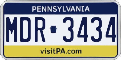 PA license plate MDR3434