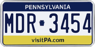 PA license plate MDR3454