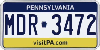 PA license plate MDR3472