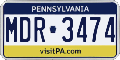 PA license plate MDR3474