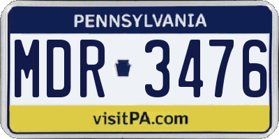 PA license plate MDR3476