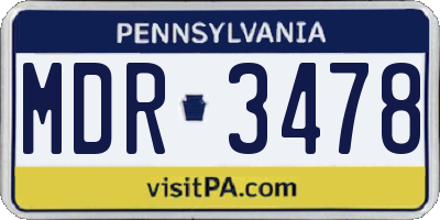 PA license plate MDR3478