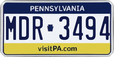 PA license plate MDR3494