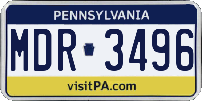 PA license plate MDR3496