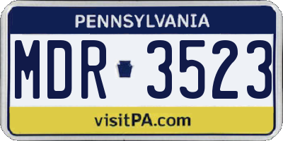PA license plate MDR3523