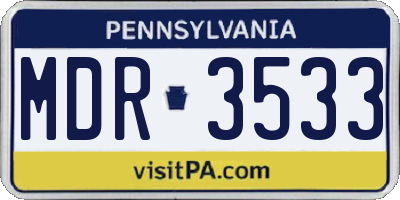 PA license plate MDR3533