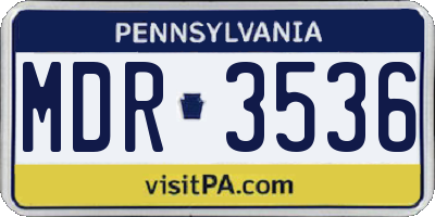 PA license plate MDR3536