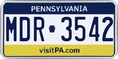 PA license plate MDR3542