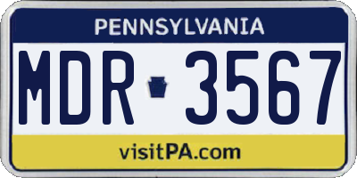 PA license plate MDR3567
