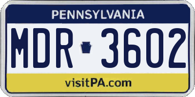 PA license plate MDR3602