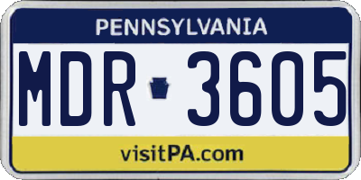 PA license plate MDR3605