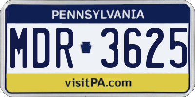 PA license plate MDR3625