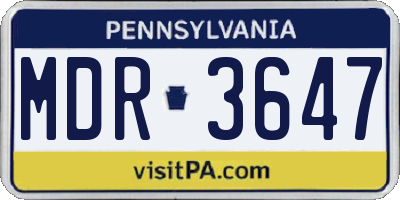 PA license plate MDR3647