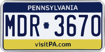 PA license plate MDR3670