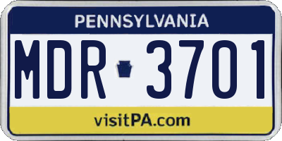 PA license plate MDR3701