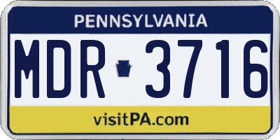 PA license plate MDR3716