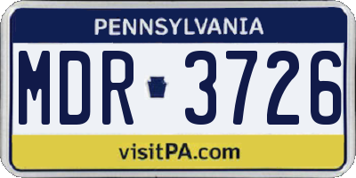 PA license plate MDR3726