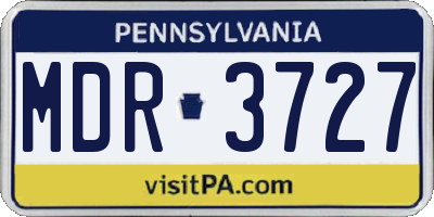 PA license plate MDR3727