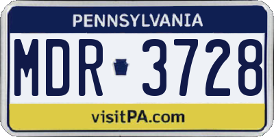 PA license plate MDR3728
