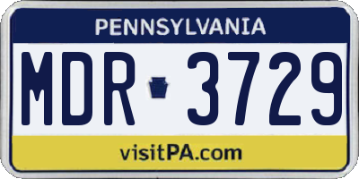 PA license plate MDR3729
