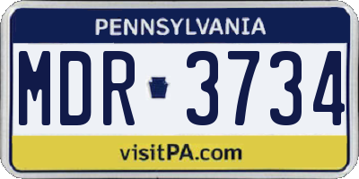 PA license plate MDR3734