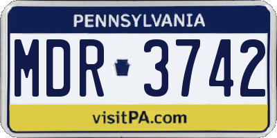 PA license plate MDR3742