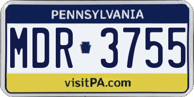 PA license plate MDR3755