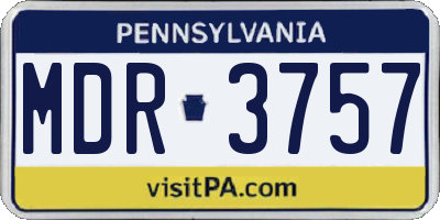 PA license plate MDR3757