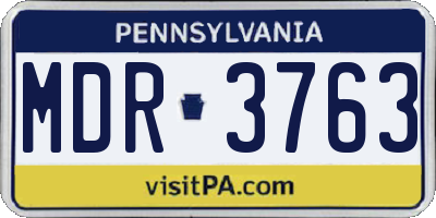 PA license plate MDR3763