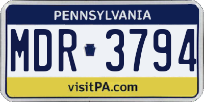 PA license plate MDR3794